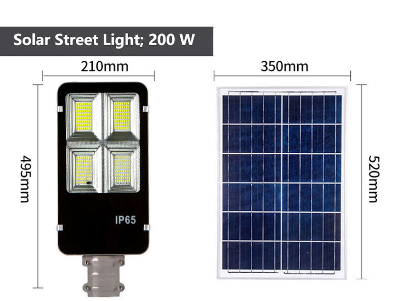300W 400W IP65 Alumínio à prova d'água Solar LED Street Light com controle remoto e poste