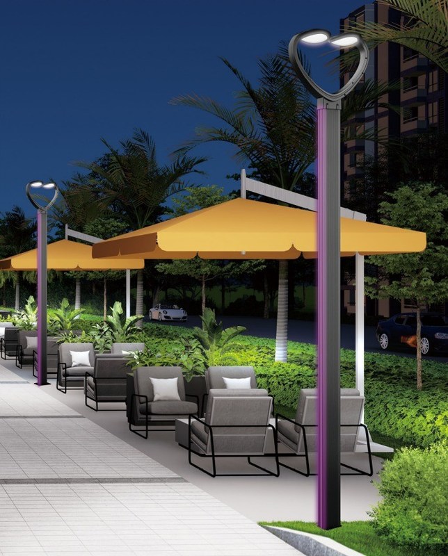 Luz de jardim LED exterior com alerta de luz diurna de 6000K e pólo de alumínio de fundição a óleo